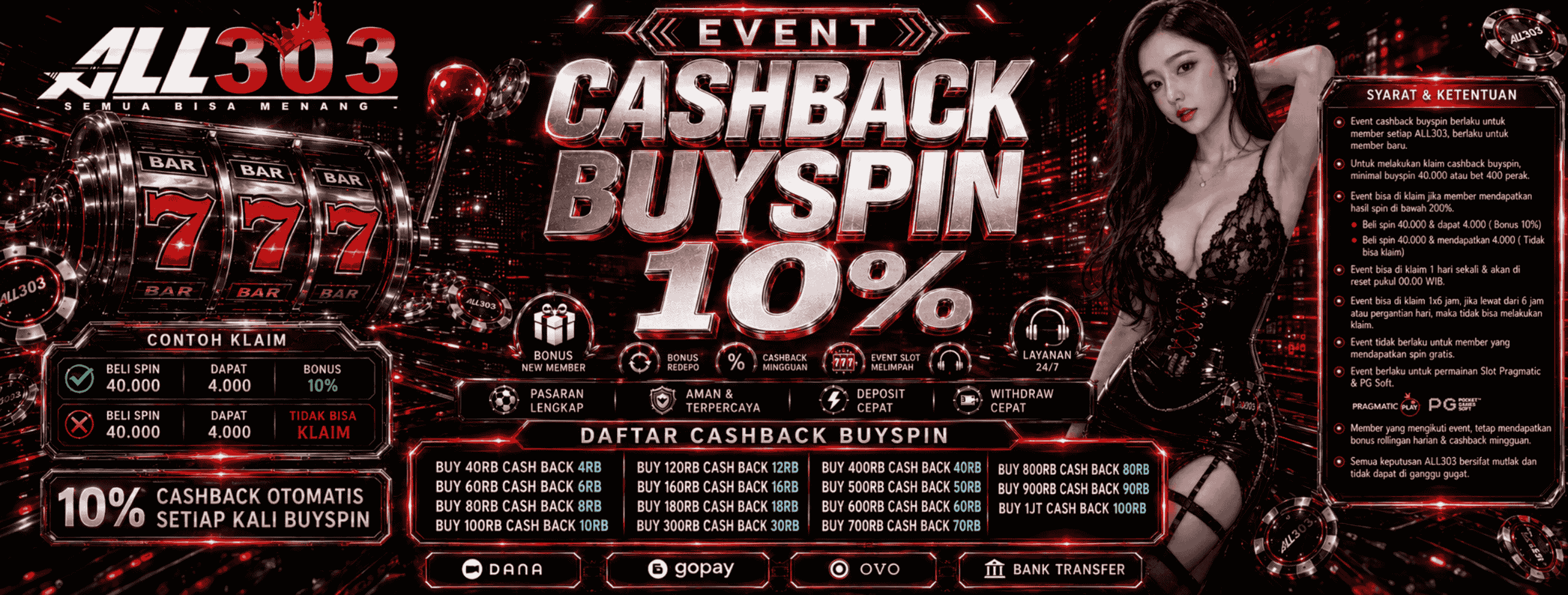CASHBACK BUYSPIN ALL303 10%