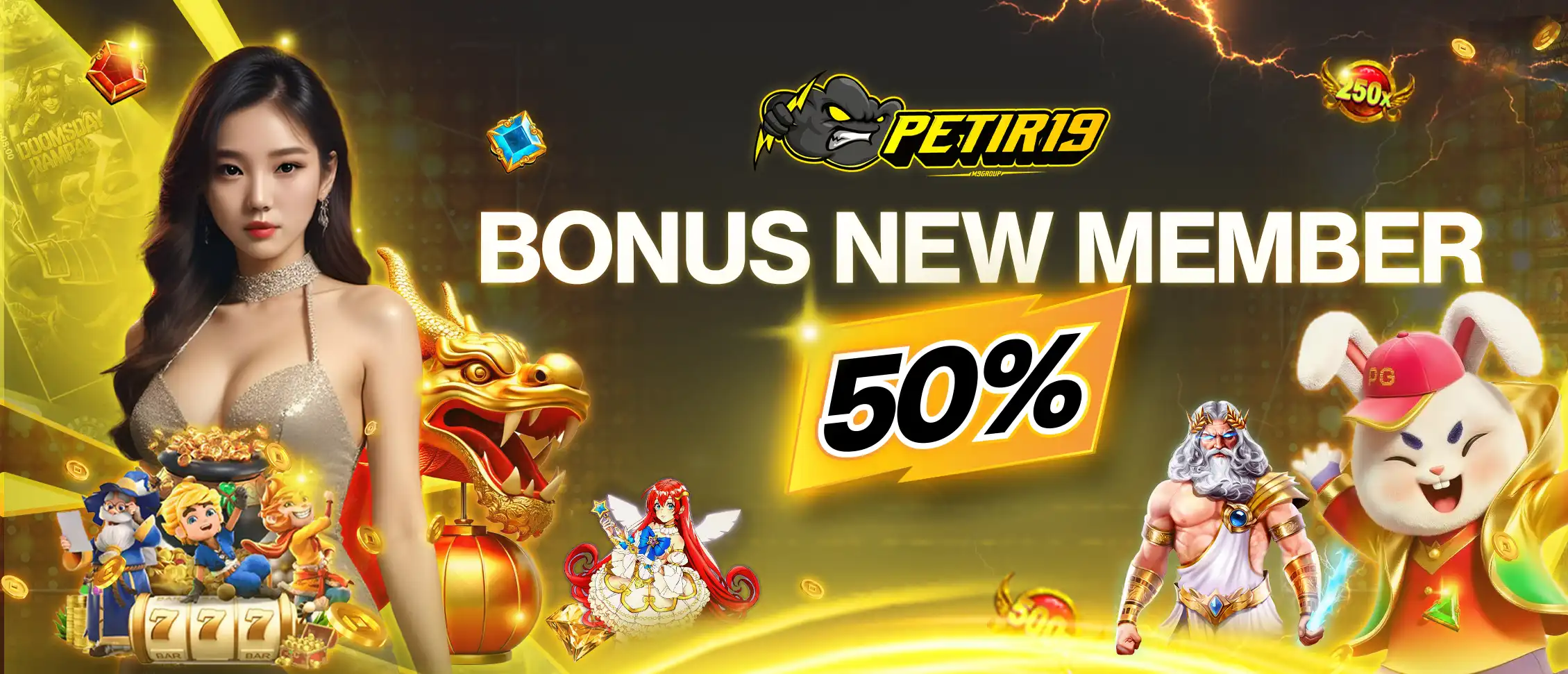 BONUS NEW MEMBER 50% SLOT PETIR19
